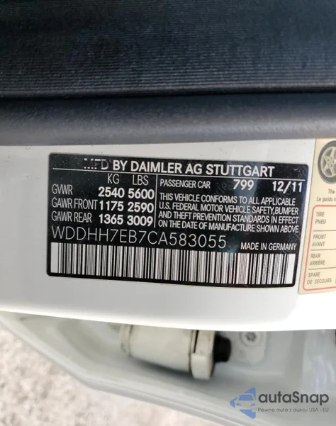 2012 Mercedes-Benz E 63 Amg из США, поврежденный, VIN WDDHH7EB7CA583055